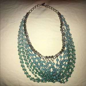 Turquoise Necklace W/ Grey Rhinestones